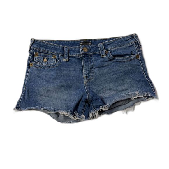 Vintage Y2K True Religion Joey Low Rise Cut Off Denim Shorts, Size 32- Size 14 - Picture 3 of 13